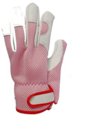 Werkhandschoenen roze leer S