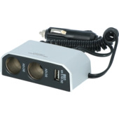 Carpoint 2-weg 12V stekkerdoos 2x12V en 1X USB