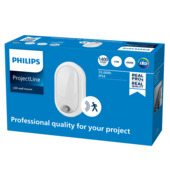 Philips ProjectLine wandlamp ovaal 15W spatwaterdicht 4000K met bewegingssensor
