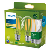Philips Ultra Efficient LED peer E27 60 W  2700K 2-pack