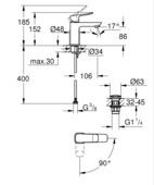 Grohe Dice wastafelmengkraan S-Size Push open Chroom