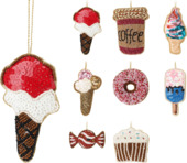 Kersthanger met kralen thema eten per stuk