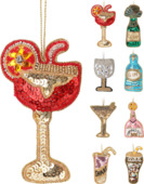 Kersthanger polyester figuur drank en glazen per stuk