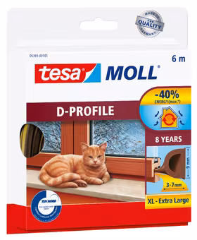 Tesa Tochtband D-profiel zelfklevend bruin 6m