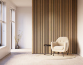 Lattenwand Decowall Acoustic Blend natuur eiken, combinatie van verschillende breedtes , 260x30cm, 2 stuks (1.56m2)