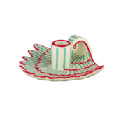 Kandelaar schelp keramiek blauw/rood