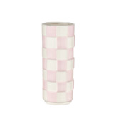 Vaas ruit roze/wit