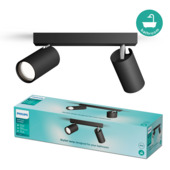 Philips opbouwspot Idris zwart IP44 2 x 5 W