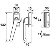 AXA Raamsluiting met drukknop links wit