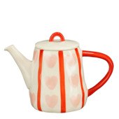 Theepot hart roze rood - l22,5xb12xh16cm