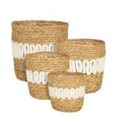 Mand rond wit set van 4 - h18xd19cm