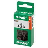 SPAX UNIVERSELE SCHROEF, VERZONKEN KOP T-STAR PLUS T20 4X16 VOLDRAAD STAAL ZWART BLAX 25ST