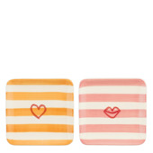 Bliss bord vierkant roze oranje - l14xb14xh2cm