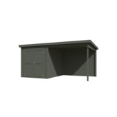 Tuinhuis met overkapping Finn vurenhout groen/wit 450 x 250 cm