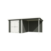 Tuinhuis met overkapping Lars vurenhout groen/wit 500 x 250 cm