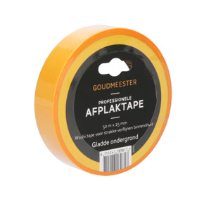Goudmeester professionele afplaktape gladde ondergrond 50 m x 25 mm