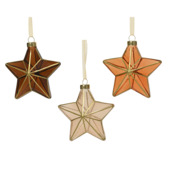 Decoris glasfiguur kersthanger ster gemengd bruin 10 cm per stuk
