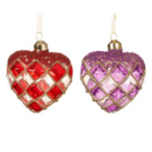 Decoris glasfiguur kersthanger transparant hart 8 cm per stuk