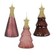 Decoris glasfiguur kersthanger boom maroon 12,6 cm per stuk