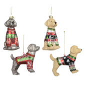 Decoris glasfiguur kersthanger hond 11,2 cm per stuk