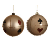 Decoris kerstbal speelkaart symbolen parelmoer beige Ø 8 cm per stuk