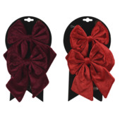 Decoris kerstdecoratie strik rood bordeaux 2 stuks
