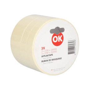 OK Afplaktape Set van 3 stuks 2 x 18 mm 1 x 36 mm