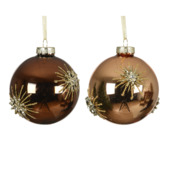 Decoris kerstbal glas gemengd bruin Ø 8 cm per stuk