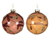 Decoris kerstbal transparant glas gemengd bruin Ø 8 cm per stuk