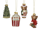 Decoris glasfiguur kersthanger verschillende ornamenten gemengd