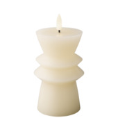 Lumineo wax kaars creme warm wit LED verlichting 14,7 cm