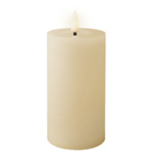 Lumineo wax kaars beige warm wit LED verlichting 15 cm