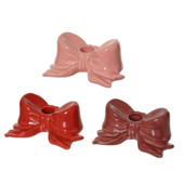 Kandelaar kaars strikje keramiek rood roze bruin keramiek per stuk