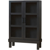 WOOOD vitrinekast Bonk 2-deurs matzwart grenenhout 160x107x39 cm