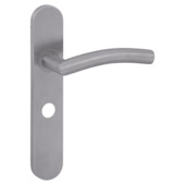 Novidade deurkrukset Hera ovaal schild met vrij-bezet sluiting 63/8 mm RVS