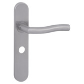 Karwei deurkruk set Kevin ovaal schild vrij-bezet sluiting 63/8 mm RVS