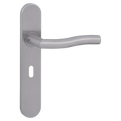 Karwei deurkruk set Kevin ovaal schild sleutelgat 56 mm RVS
