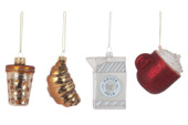 Christmas Goods glasfiguur kersthanger ontbijt divers per stuk