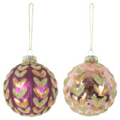 Christmas Goods kerstbal met hartjes divers roze per stuk