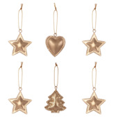 Christmas Goods figuur kerstdecoratie ornament goud metaal 6 stuks