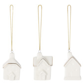 Christmas Goods figuur kerstdecoratie kersthuisjes wit keramiek 3 stuks