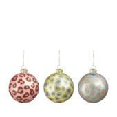 Kerstbal mix glas luipaard print divers  Ø 8 cm per stuk