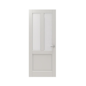 Lundia binnendeur Frama En 2G03 mat facet glas wit gegrondverfd opdek links 93 x 231,5 cm