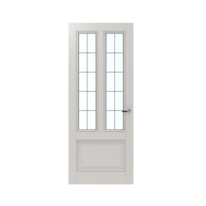 Lundia binnendeur Frama Tva 2H01 glas in lood wit gegrondverfd opdek rechts 83 x 201,5 cm