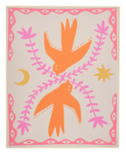 Muurdecoratie vogel oranje FSC Mix - l40xb50xh3cm