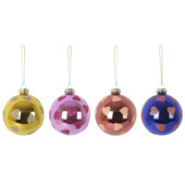 Christmas Goods kerstbal divers met glitter hartjes Ø 8 cm per stuk