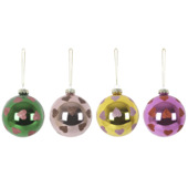 Christmas Goods kerstbal met glitter hartjes divers Ø 8 cm per stuk