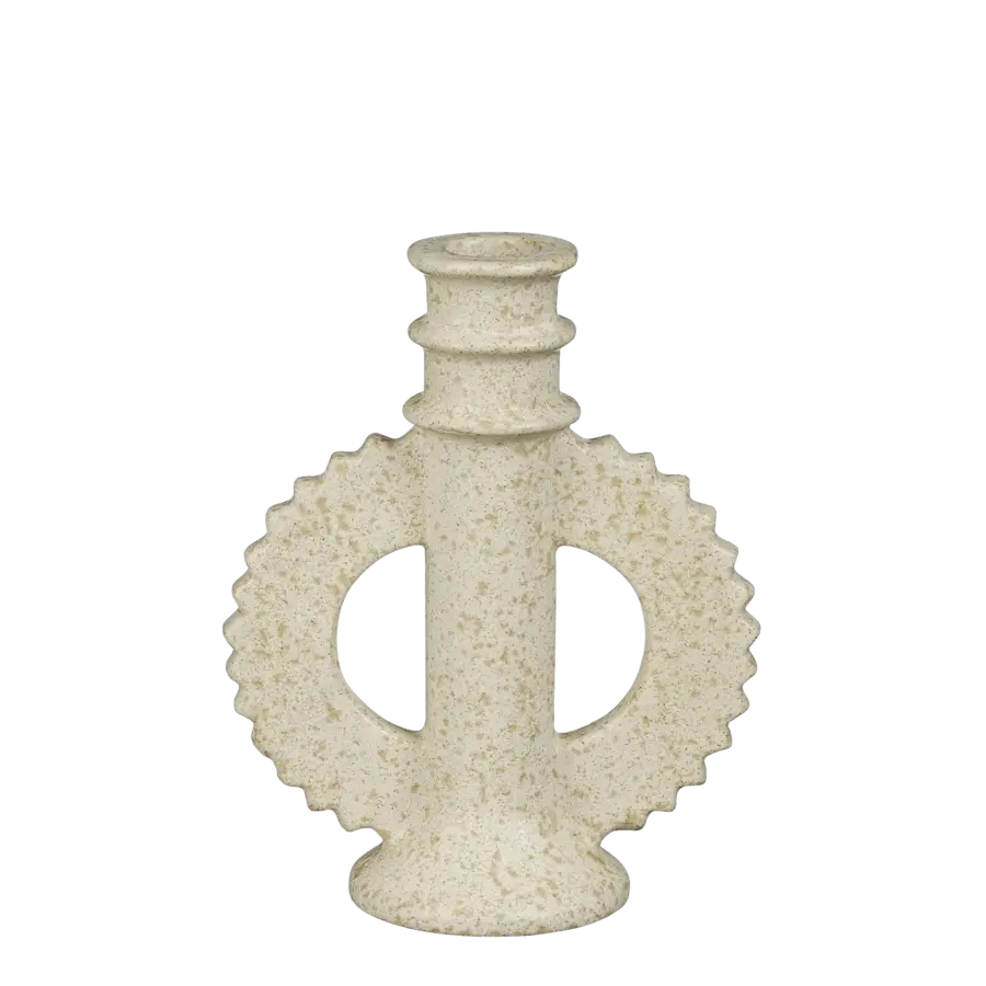 Kandelaar beige - l12,5xb6,5xh15,5cm