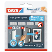 tesa Powerstrips zelfklevende strip Click Combo 6x2 stuks Medium & 8x2 stuks Large
