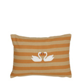 Kussen streep zwanen beige oranje 35 x 25 cm